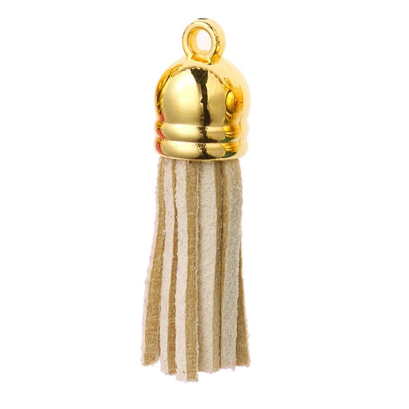 Διακοσμητική Φούντα Σουέτ 3.6εκ. Εκρού- Χρυσό (10τμχ.) Μ8632-5