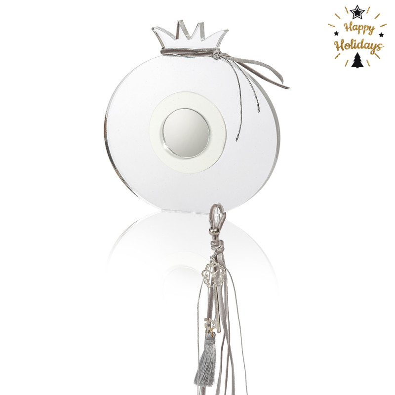 Χριστουγεννιάτικο Γούρι Ρόδι Plexiglass Λευκό (7,5x0,8x14εκ.) 16298