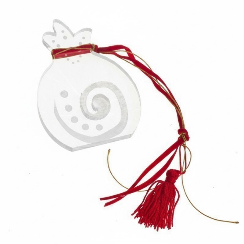 Χριστουγεννιάτικο Γούρι Ρόδι Plexiglass Διάφανο (8x11εκ.) 18884