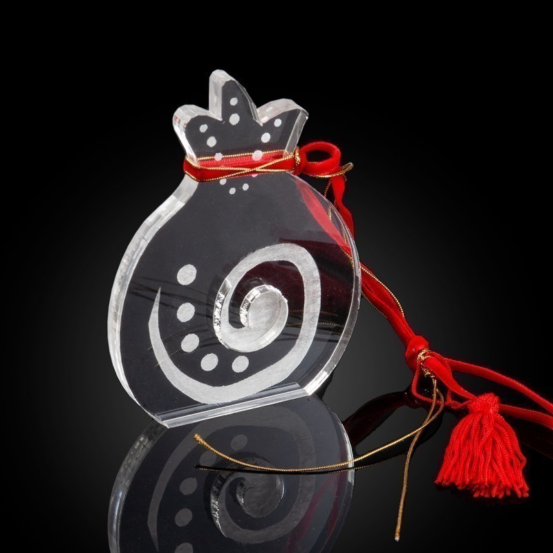 Χριστουγεννιάτικο Γούρι Ρόδι Plexiglass Διάφανο (8x11εκ.) 18884