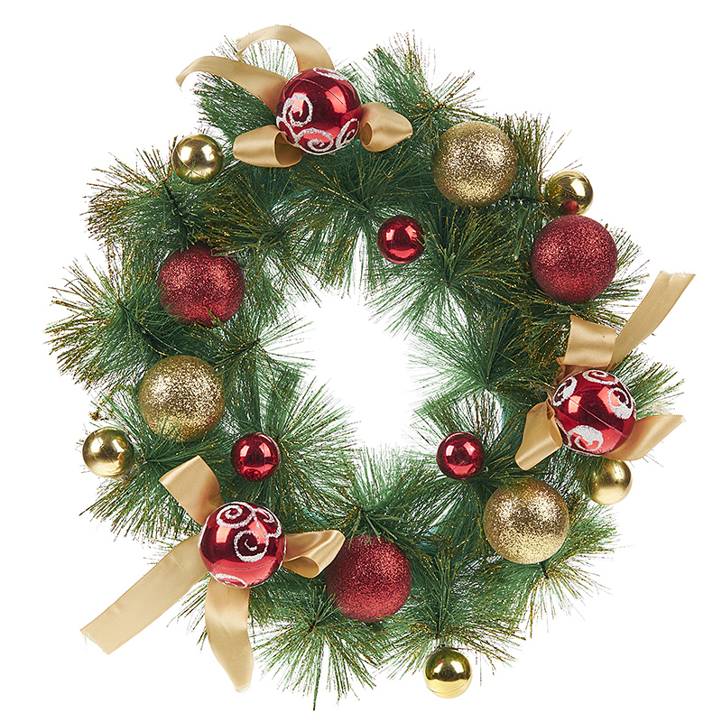 Στεφάνι Πράσινο Στολισμένο (35εκ.) - ΡΤ142