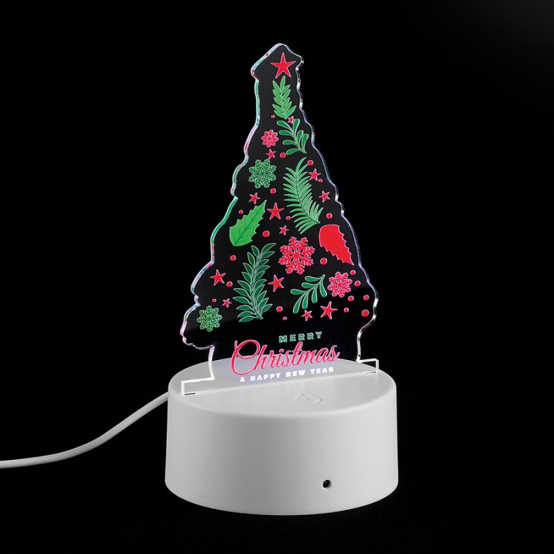 Χριστουγεννιάτικο Δέντρο Plexiglass Σε Φωτιζόμενη Βάση Led (8.5x17εκ.) Μ11861