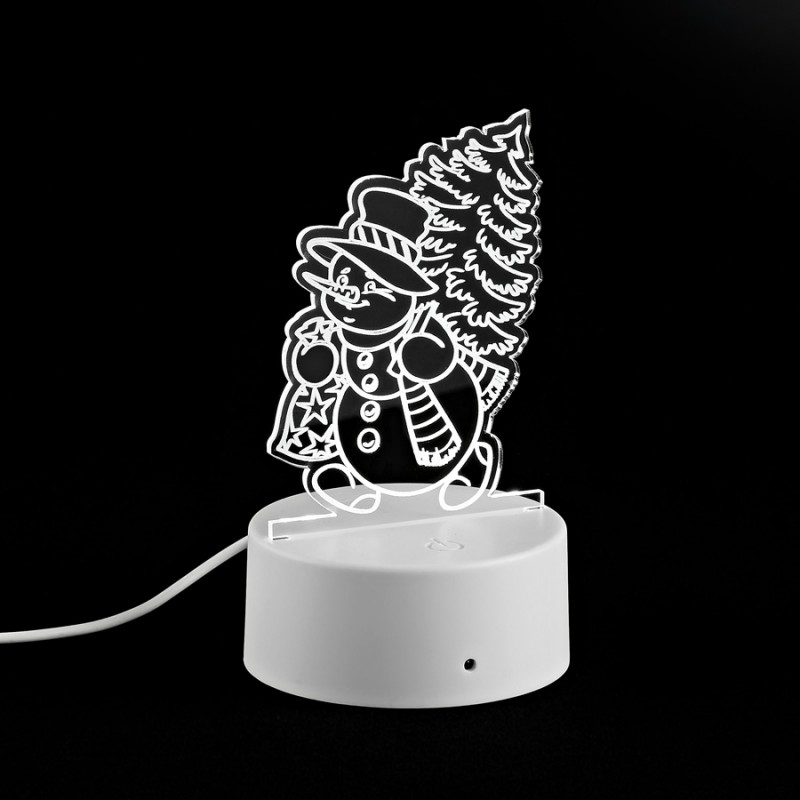 Χριστουγεννιάτικος Χιονάνθρωπος Plexiglass Σε Φωτιζόμενη Βάση Led (8.5x15.5εκ.) Μ11866