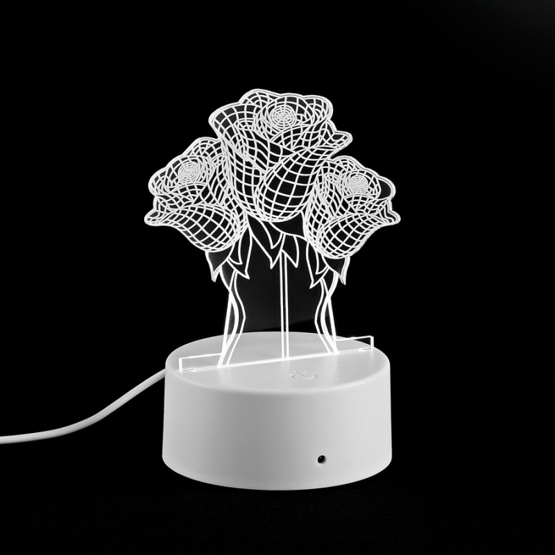 Διακοσμητικό Plexiglass Λουλούδια Σε Φωτιζόμενη Βάση Led (10.5x14.5εκ.) Μ11868