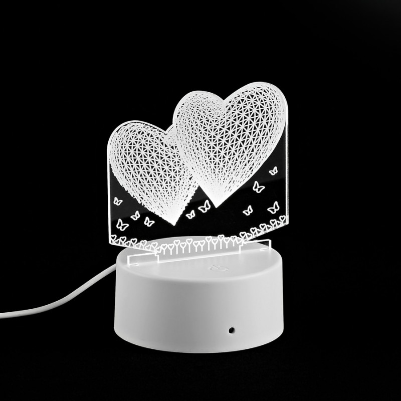 Διακοσμητικό Plexiglass Καρδιές Σε Φωτιζόμενη Βάση Led (10x13εκ.) Μ11869