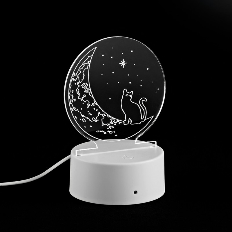 Διακοσμητικό Plexiglass Φεγγάρι Σε Φωτιζόμενη Βάση Led (10.5x14.5εκ.) Μ11877