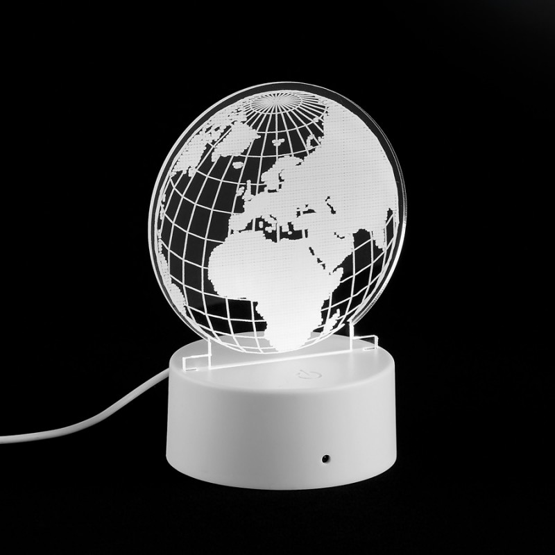 Διακοσμητικό Plexiglass Υδρόγειος Σε Φωτιζόμενη Βάση Led (10.5x14.5εκ.) Μ11878