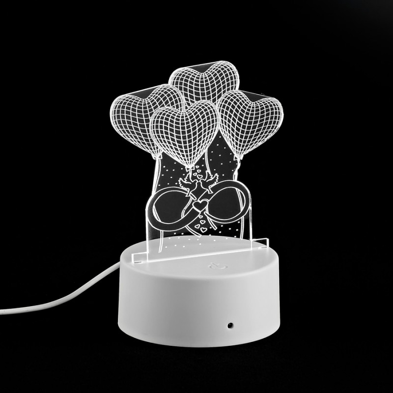 Διακοσμητικό Plexiglass Καρδιές Σε Φωτιζόμενη Βάση Led (10x15εκ.) Μ11880