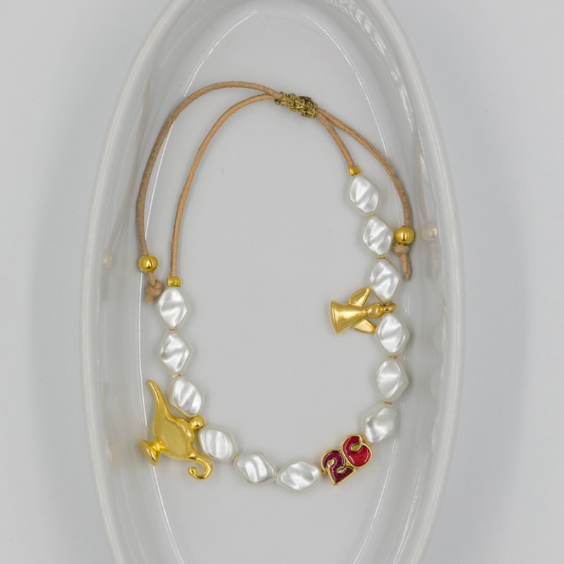 Χριστουγεννιάτικο Βραχιόλι - Γούρι / Angel-Aladdin-Κόκκινο