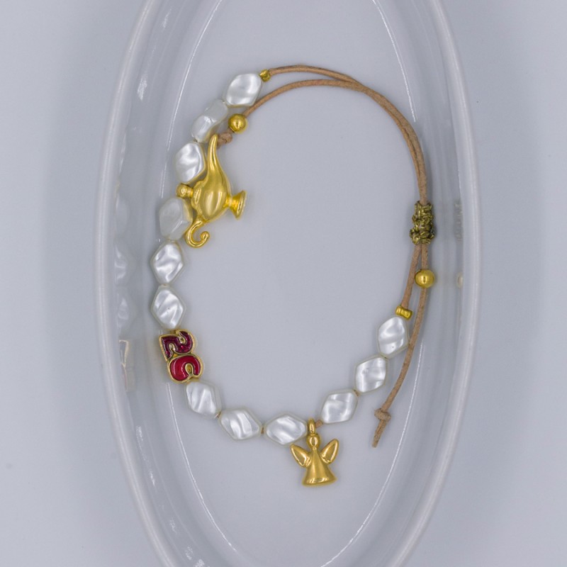 Χριστουγεννιάτικο Βραχιόλι - Γούρι / Angel-Aladdin-Κόκκινο