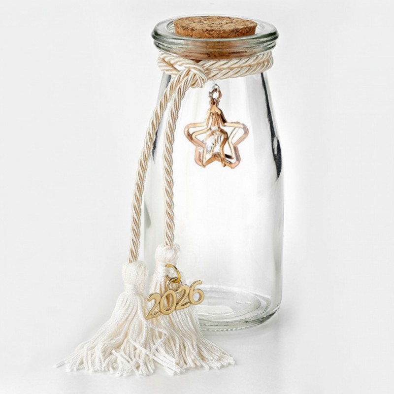 Χριστουγεννιάτικο Επιτραπέζιο Εκρού Γούρι Μπουκαλάκι 0331.25023-2