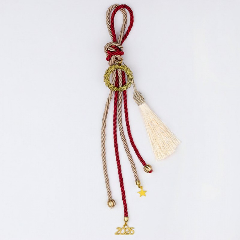 Χριστουγεννιάτικο Κρεμαστό Γούρι Κόκκινο/Μπεζ 0331.25058