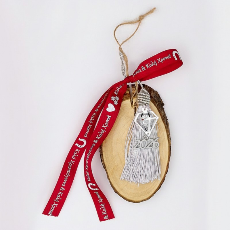 Χριστουγεννιάτικο Κρεμαστό Γούρι Ασημί/Κόκκινο 0331.25088-2