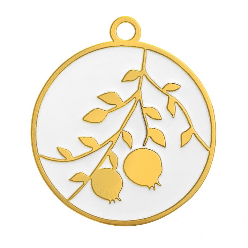 Μεταλλικό Διακοσμητικό Ροδιά Χρυσό-Λευκό (4.5x5.5εκ.) Μ11337 (2τμχ.)