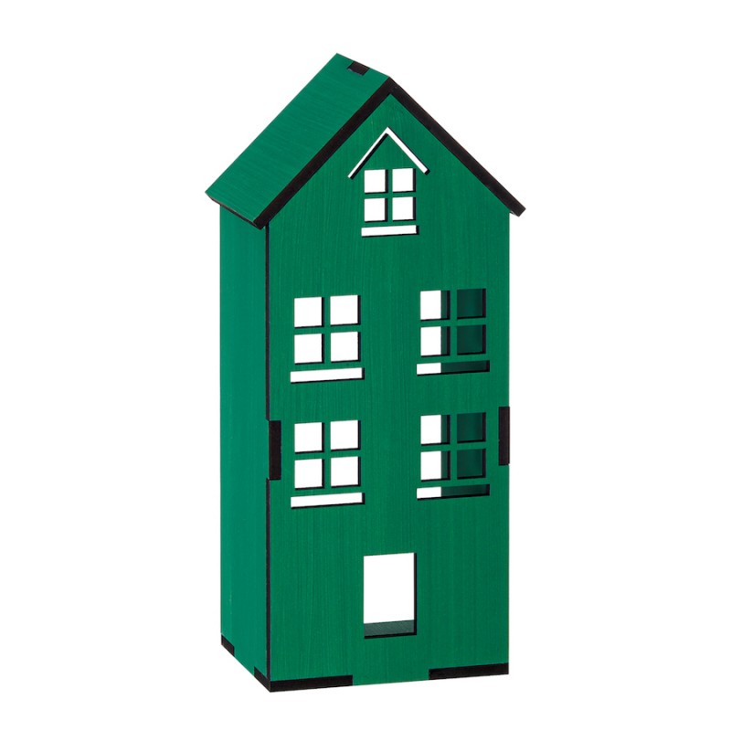 Διακοσμητικό Ξύλινο Πράσινο Σπιτάκι (12x10x31εκ.) Μ10545Β-1