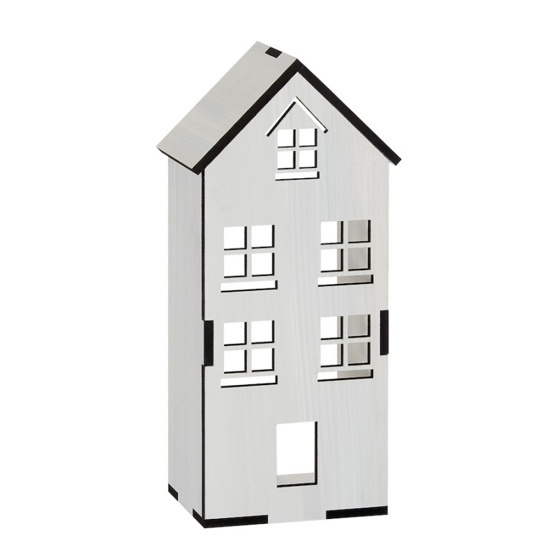 Διακοσμητικό Ξύλινο Λευκό Σπιτάκι (12x10x31εκ.) Μ10545Β-2