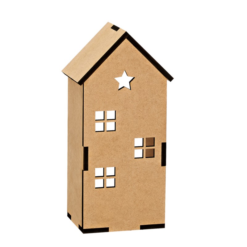 Διακοσμητικό Ξύλινο Φυσικό Σπιτάκι (10x8x25εκ.) Μ10546Φ