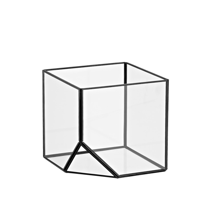 Μεταλλική Διακοσμητική Μαύρη Γυάλα Terrarium (14.7x14.7εκ.) 0496.24613