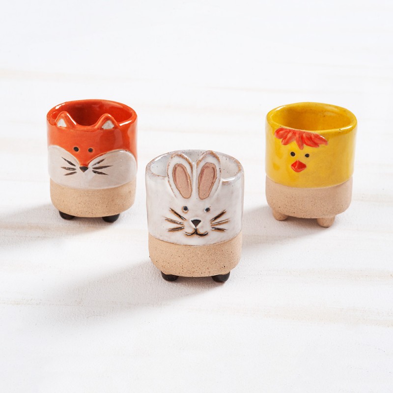 Πήλινη  Αυγοθήκη Ζωάκια 1092001 (3τμχ.)