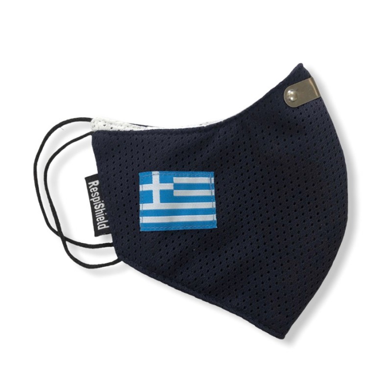 Υφασμάτινη Μάσκα Ενηλίκων - Respishield ΡΜ2.5 Small Μπλε Σκούρο Σημαία