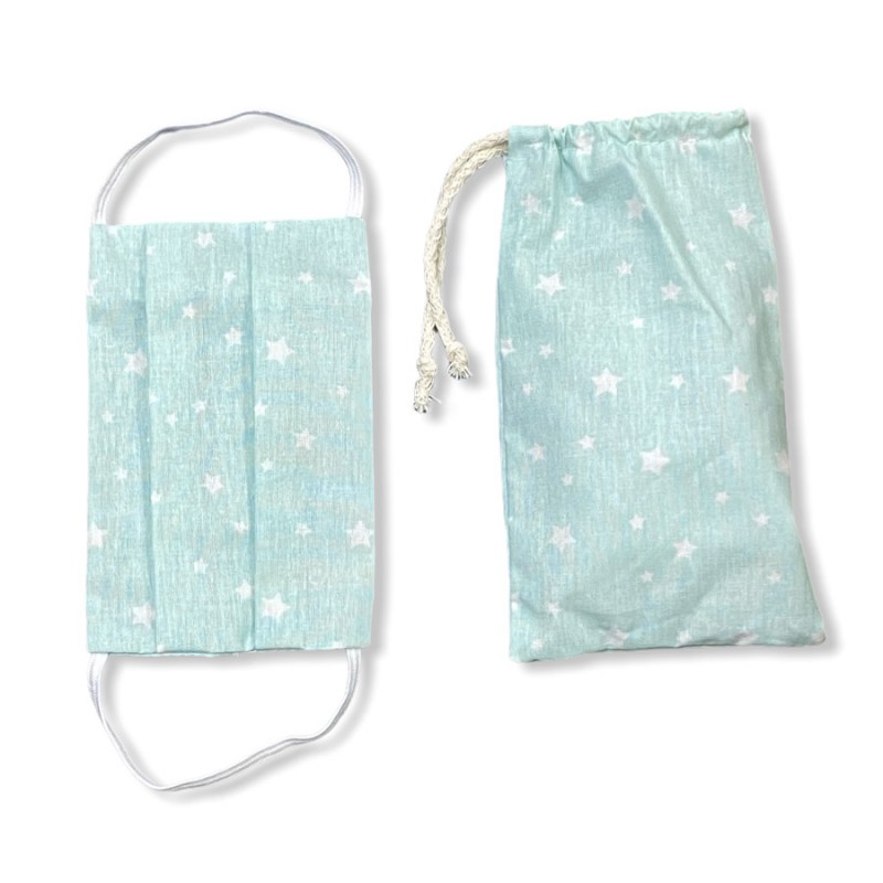 Υφασμάτινες Βαμβακερές Μάσκες  Παιδικές - Αστέρι Βεραμάν (Σετ 2τμχ. με Θήκη) 01-12