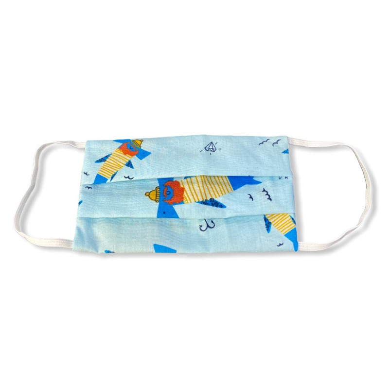 Υφασμάτινες Βαμβακερές Μάσκες  Παιδικές - Καρχαρίας (Σετ 2τμχ. με Θήκη) 01-18