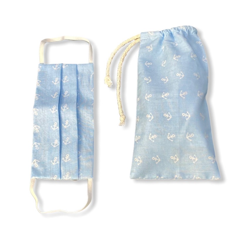 Υφασμάτινες Βαμβακερές Μάσκες  Παιδικές - Άγκυρα (Σετ 2τμχ. με Θήκη) 01-19