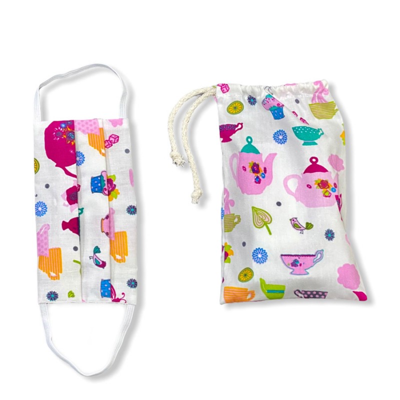 Υφασμάτινες Βαμβακερές Μάσκες  Παιδικές - Τσαγέρα (Σετ 2τμχ. με Θήκη) 01-20