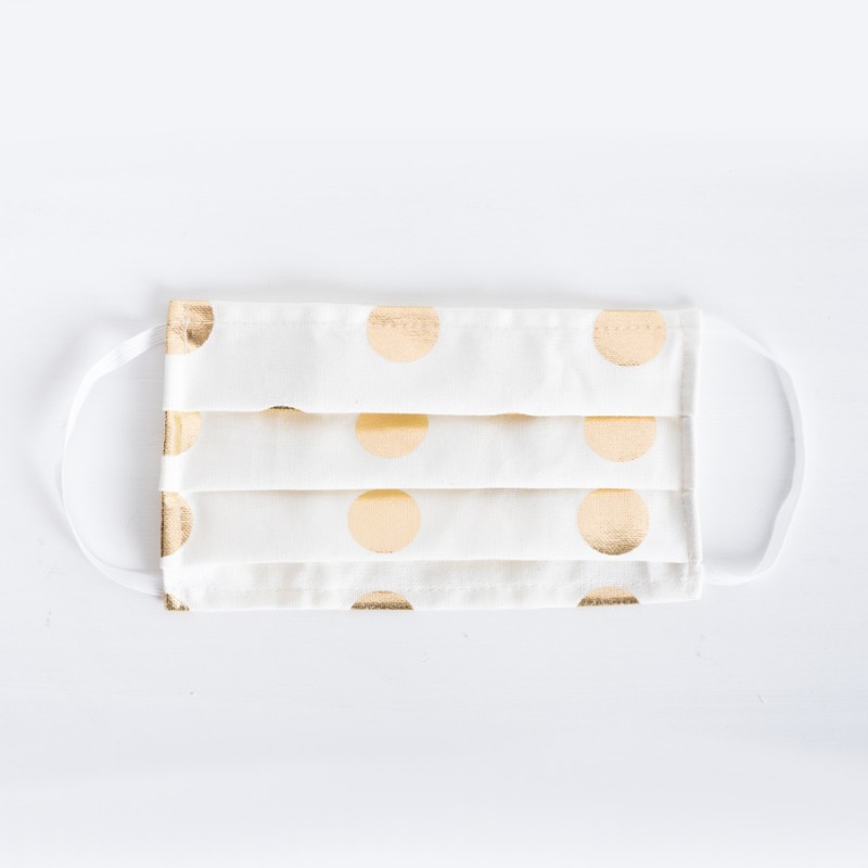 Υφασμάτινες Βαμβακερές Μάσκες  - Χρυσό Πουά (Σετ 2τμχ. με Θήκη) 021