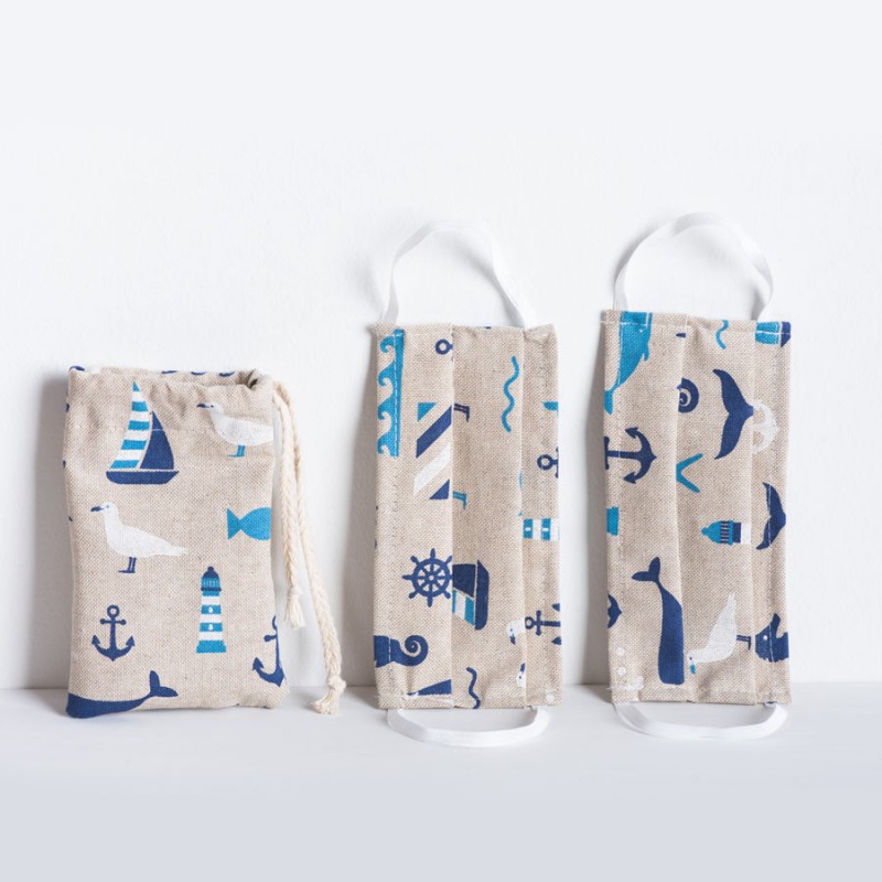 Υφασμάτινες Βαμβακερές Μάσκες - Ναυτικό Σχέδιο (Σετ 2τμχ. με Θήκη) 243