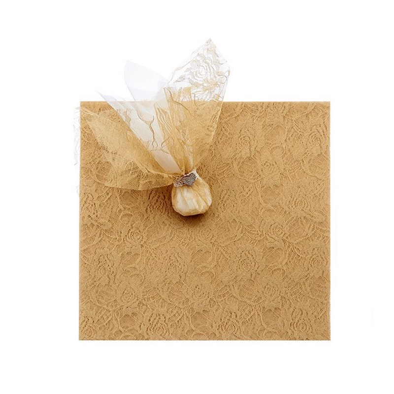 Μαντήλι Από Δαντέλα Τετράγωνο Μπεζ  38x40εκ. (100τμχ.) 0210.20135