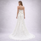 Λευκό Νυφικό Από Γαλλική Δαντέλα Με Ζώνη & Φιόγκο Πίσω (Size 38-40)