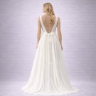 Ιβουάρ Νυφικό Με Δαντέλα & Σατέν Ζώνη (Size 38-40)