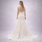 Ιβουάρ Νυφικό Γοργονέ Με Δαντέλα 3D & Διάφανη Πλάτη (Size 38-40)