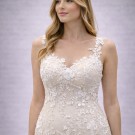 Ιβουάρ Νυφικό Γοργονέ Με Δαντέλα 3D & Διάφανη Πλάτη (Size 38-40)