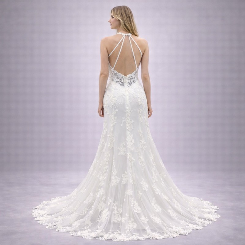 Λευκό Νυφικό Γοργονέ Με Δαντέλα & Ανοιχτή Πλάτη (Size 38-40)