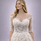 Ιβουάρ Νυφικό Princess Με Μανίκι 3/4 & Διάφανη Πλάτη (Size 38-40)