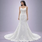 Ιβουάρ Νυφικό Γοργονέ Με Δαντέλα & Λεπτές Τιράντες (Size 38-40)