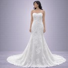 Λευκό Στράπλες Νυφικό Γοργονέ Με Δαντέλα & Ουρά (Size 38-40)