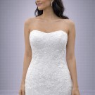 Λευκό Στράπλες Νυφικό Γοργονέ Με Δαντέλα & Ουρά (Size 38-40)