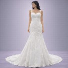 Λευκό Νυφικό Γοργονέ Με Δαντέλα & Τιράντες (Size 38-40)