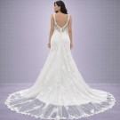 Λευκό Νυφικό Γοργονέ Με Δαντέλα & Τιράντες (Size 38-40)