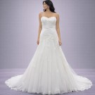 Λευκό Νυφικό Στράπλες Σε Γραμμή Α (Size 40-42)