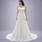 Λευκό Νυφικό Σε Γραμμή Α Με Τιράντες & Δαντέλα (Size 38-40)