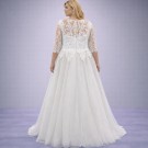 Λευκό Νυφικό Σε Άλφα Γραμμή Με Δαντέλα & Μανίκι 3/4 (Size 48-50)