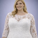 Λευκό Νυφικό Σε Άλφα Γραμμή Με Illusion Λαιμόκοψη (Size 52-54)