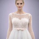 Ιβουάρ Νυφικό Με Μακριά Μανίκια & Ανοιχτή Πλάτη (Size 40-42)