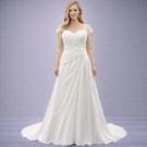 Ιβουάρ Νυφικό Με Δαντέλα Και Σούρες (Size 46-48)