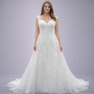 Λευκό Νυφικό Με Δαντέλα & Τιράντες (Size 42-44)