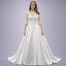 Ιβουάρ Νυφικό Με Δαντέλα & Μανίκια 3/4 (Size 48-50)